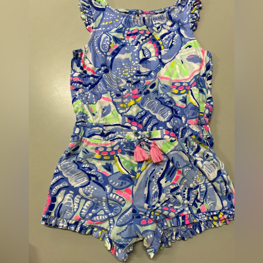 Lilly Pulitzer Blue and Pink Kids One Piece six 6/7 romper